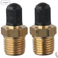 CROSSALISON 2PCS ทองเหลืองเบิ้ล วาล์วเติมลม NPT 1/4" วาล์ว Schrader เครื่องอัดอากาศ วาล์วถัง1/4" ดีไอวาย ถังเติมน้ำ วาล์วชุบนิกเกิล รถสำหรับรถ