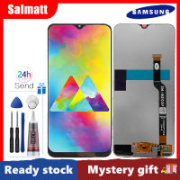 Salmatt จอ6.3นิ้วของแท้สำหรับ Samsung Galaxy M20ชิ้นส่วนจอสัมผัสแอลซีดีของเครื่องแปลงดิจิทัล M205F SM-M205F เปลี่ยนพร้อมกรอบกลางสำหรับ M20 Samsung Galaxy M205 LCD