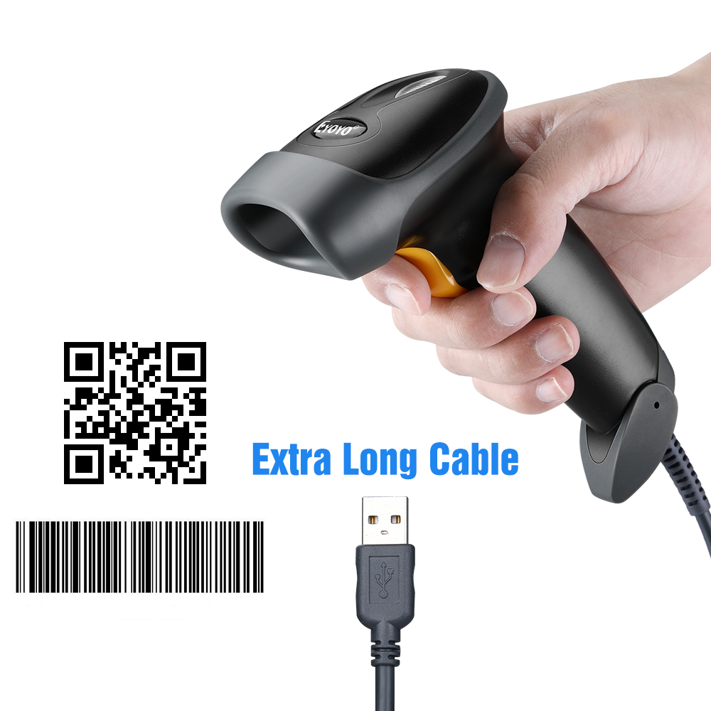TEEMI QR Barcode Scanner Handheld Automatic USB Wired 1D 2D bar Codes Imager with USB Cable for Mobile Payment Computer Screen Scan Support Mac OS 