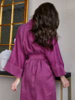 Solid Color Sleepwear Robes Womens Pajamas Long Sleeve Home Clothes Loungewear Mid-Calf Bathrobes Women Pajama Satin Nightgowns