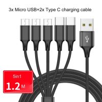 1 to 5 USB to Micro TypeC Extension Cord For Phone Tablets Power Charging Cable P9JB