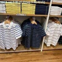 ❉ UNIQLO เสื้อยืดแขนสั้นสำหรับผู้ชาย,Kaus POLO Garis แห้งเร็วธุรกิจแบบสบายๆ457904/457513