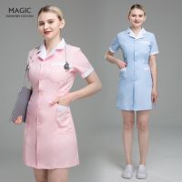 New Short Sleeved nursing Workwear High Quality Lab Uniforms Women Medical Costume Pharmacy White Coats Spa Uniforms Working Gown