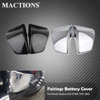 2XMotorcycle ด้าน Fairings ฝาครอบแบตเตอรี่ยามสีดำchrome สำหรับฮอนด้าเงา ACE VT400 VT750 VT 400 750 1997-2003