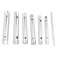 6PC 8-19mm Metric Tubular Box Wrench Set Tube Bar Spark-Plug Spanner Steel Double Ended for Automotive Plumb Repair