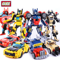 4pcslot GUDI 4 In 1 Transform Robot Car Turn Into Robot Creator Building Blocks Mini Bricks Set Toys Boy Gift For Children 8708