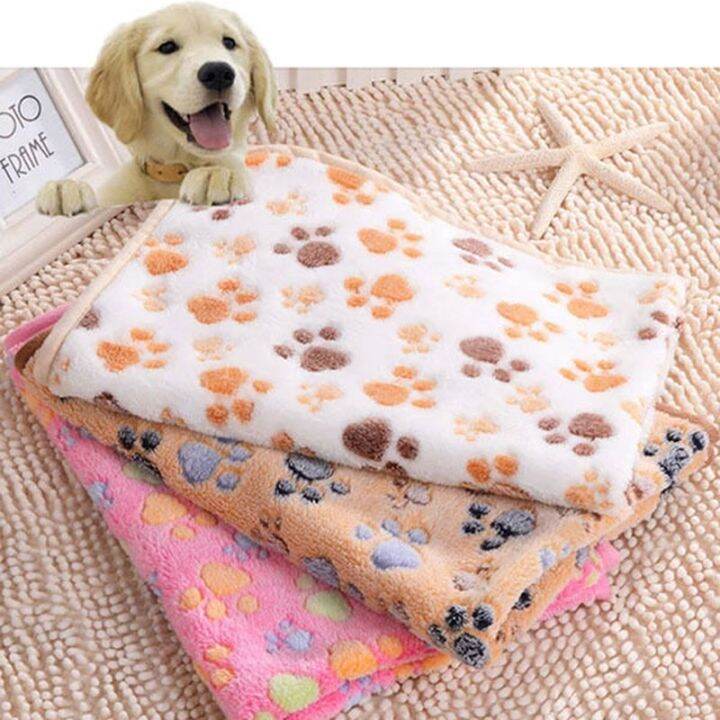 pets-baby-ผ้าห่มเนื้อนุ่มขนแกะคุณภาพดี76x5-2cm-ด้านคู่อบอุ่นสำหรับสัตว์เลี้ยงขนาดเล็กลายรอยเท้าสุนัขลูกสุนัขแมวเสื่อนอน