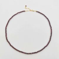 3mm Faceted Garnet Necklace Adjustable 14K Gold Filled Chains Gemstones Collier Femme Unique Vintage BOHO Necklace For Women