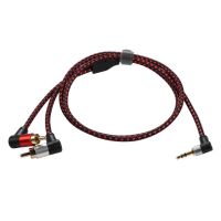 เครื่องขยายสัญญาณเสียงสเตอริโอ3.5MM Maleto RCA มุมขวา90องศา2RCA สายตัวแยกตัวผู้ถึง3.5มม. ตัวผู้แจ็คอาร์ซีเอตัวผู้สำหรับสาย AUX ดีเจ