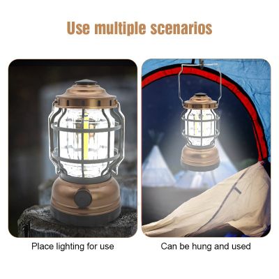 Vintage LED Khemah Camping Lamp Hanging Light Waterproof Battery Powered Outdoor Tent Light Collapsible LED Lantern For CampingHiking