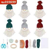 QU333699ชุดลูกปัดไม้ฮาโลวีน6ชุด Macrame โนมส์ซานตาคลอสพร้อมคำแนะนำแขวนตกแต่งต้นคริสต์มาส DIY วัสดุตกแต่งห้อย Macrame