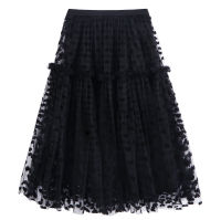 2022 Fashion New Autumn Winter Heart Tulle Skirt Women Elastic High Waist Mesh Skirts Long Pleated Tutu Skirt Female Jupe Longue