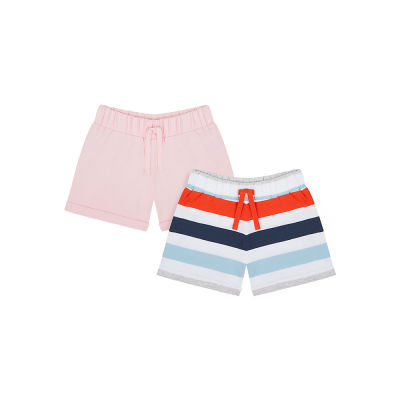 กางเกงขาสั้นเด็กผู้หญิง Mothercare pink and striped jersey shorts- 2 pack YC597