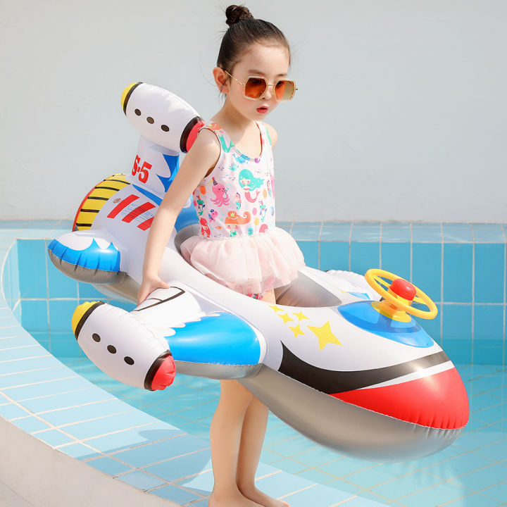 rooxin-airplane-infant-float-pool-swimming-ring-inflatable-circle-baby-seat-with-steering-wheel-summer-beach-party-pool-toys