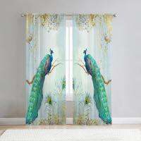 Fityle แผงม่านหน้าต่างนกยูงห้องน้ำสำหรับห้องนั่งเล่นหรูหรา2 Drapes