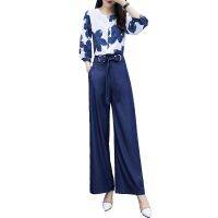 COD 2 Pcs/Set Women Loose Wide Leg Pants + Floral Blouse Tops Womens Set Wear 7vcK