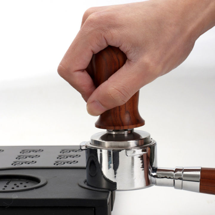 espresso-tamper-professional-calibrated-pressure-coffee-press-hammer-304ฐานแบนสแตนเลสพร้อมด้ามไม้สปริงสำหรับ-barista