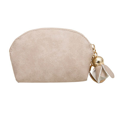 New Ladies PU Leather Mini Wallet Card Key Clip Zipper Coin Purse Floral Pendant Clutch Bag Small Handbag Bag