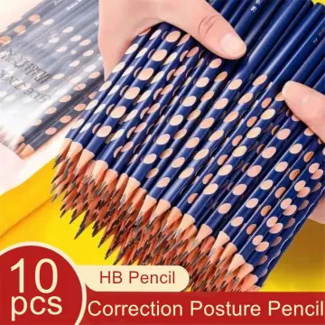 10pcs Hole Pencil Set For Sketching And Drawing, Including Triangular Hb  Pencils To Help Correct Students' Grip, Suitable For Elementary Students