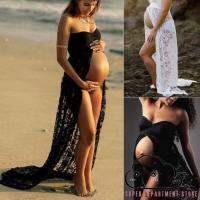 Yj ชุดเดรสยาวสําหรับสตรีที่ตั้งครรภ์เซ็กซี่ปักลายลูกไม้