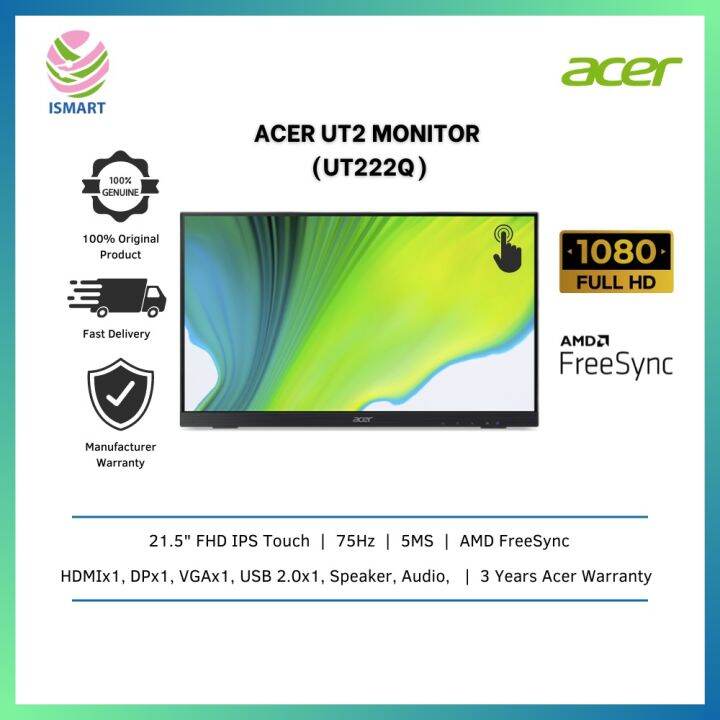 Acer Touch Monitor UT Series UT222Q 21.5 Inch FHD ( IPS, 5ms, 250nits ...