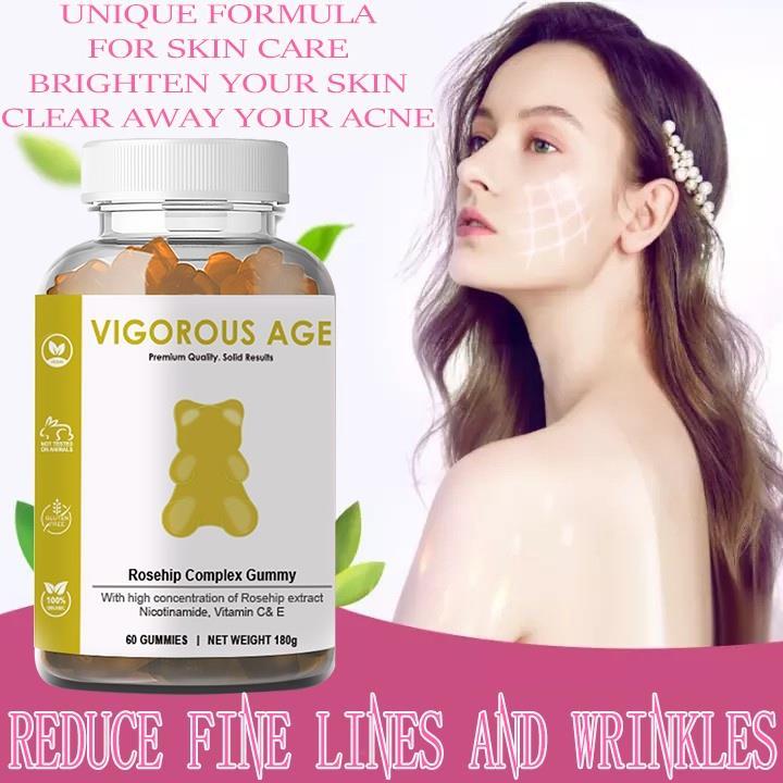 VIGOROUS AGE Collagen Gummies With Niacinamide Vitamins C E Skin ...