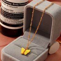 Acrylic Color Sweet Butterfly Shape Necklace Korea New Fashion Summer Accessory Jewelry