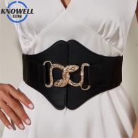 Snake Buckle Gothic Corset Mujer Elastic Wide Belt For Dresses Black Punk Waist Corsets Pu Leather Fashion Y2K Waistband Autumn