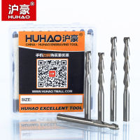 HUHAO 5pcs / lot Shank 4mm 2 Flute Spiral CNC Router Bit สําหรับไม้ End Mill ทังสเตนคาร์ไบด์ PCB Milling Cutter CNC Milling เครื่องมือ