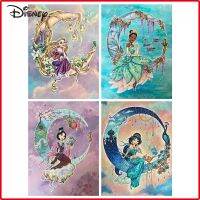 ♣ Disney New Arrivals Embroidery Long Hair Princess White Canvas Moon Cross Stitching Kits Cartoon Aladdin Abstract Wall Decor