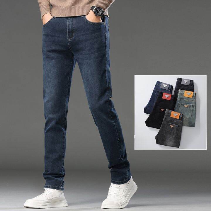 5 Color Men's Slim Fit Jeans Korean Long Seluar Denim Stretchable Blue ...