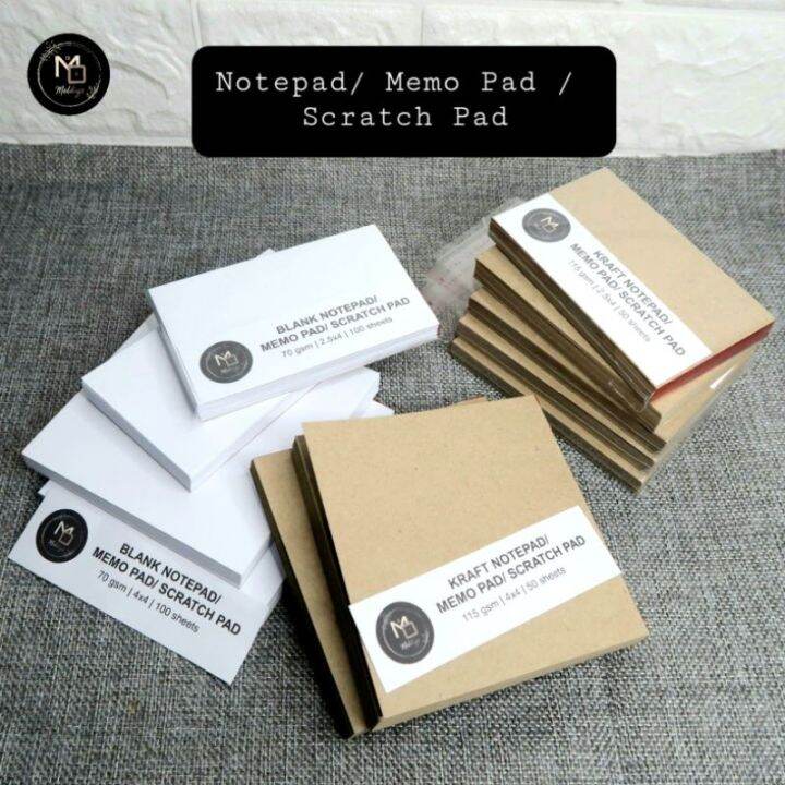 (2.5x4, 4x4) Blank White & Kraft Notepad Memo Pad Scratch Pad writing