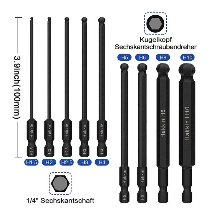 ดอกไขควงหัวกลมอัลเลน9ชิ้นยาว100มม-เมตริก-hex-ชุดบิตปลายแม่เหล็กหัวบอลดอกสว่านซ็อกเก็ตไขควงหกเหลี่ยม