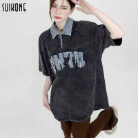 Suikone เสื้อยืดคู่แขนสั้นเสื้อโปโลดีไซน์ทันสมัยสัมผัสใหม่