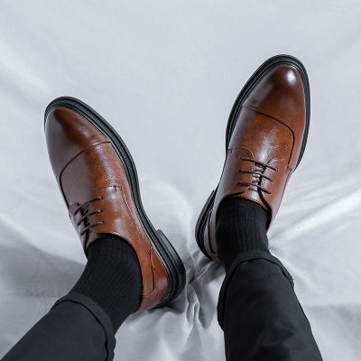Yueteng รองเท้าหนังลำลองสำหรับธุรกิจสำหรับผู้ชายรองเท้าหนังสีดำสำหรับงานแต่งงานเจ้าบ่าวสำหรับฤดูใบไม้ผลิ/ฤดูร้อน2023