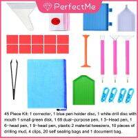 ✧▥♕ Pm ชุดเครื่องมือปากกาแหนบปักครอสติส DIY 45 ชิ้นพร้อมกล่องเก็บ