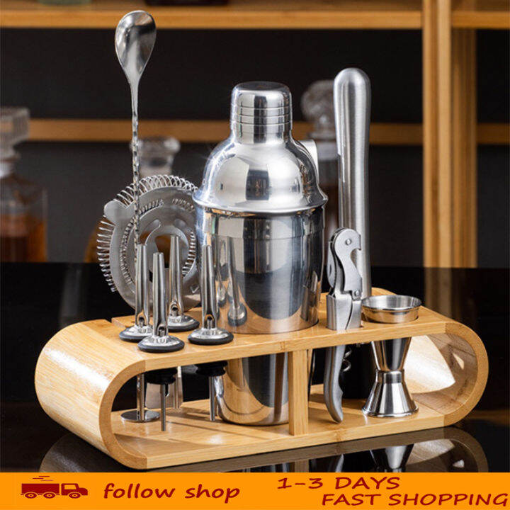 12pcs/set Cocktail Shaker Bar Mixer Set Bartender Shaker Bar Tool With Wine Stand bartending set