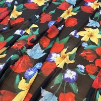 Flower Printed Natural Poplin Cotton Fabric Brand Fashion Design Polyester Thin Chiffon Cloth for Dress Shirt Diy Sew Per Meter