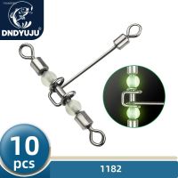 卐 DNDYUJU 10pcs 3way Luminous T-shape Cross-Line Rolling Swivel With Pearl Beads Fishing Swivels Fishhooks Fishing Connector