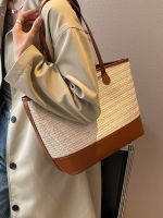 Hand-woven bag 2023 new fashion niche shoulder bag female large-capacity summer all-match straw woven tote bag 【QYUE】