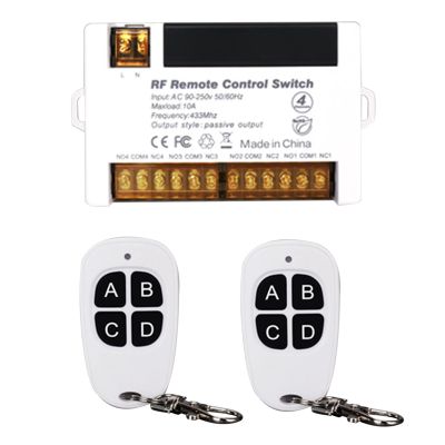 Wireless Relay Remote Control Switch Relay Remote Control Panel 433.92 MHz RF AC90-250V 10A Relay Receiver with 2 Remote Control