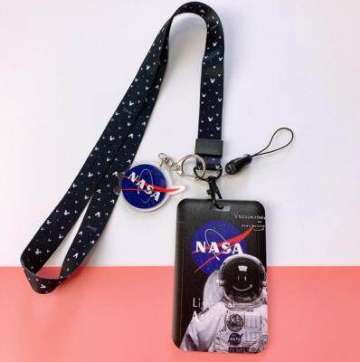 Creative NASA Miniบัตรประจำตัวผู้ถือLanyardและพวงกุญแจCasualบัตรเครดิตเสียบการ์ดแบบบางเคสใส่บัตรธนาคารOrganizerกระเป๋าสตางค์สำหรับนักเรียน2ช่องเสียบการ์ดสำหรับCampusอาหารบัตรรถบัสบัตร