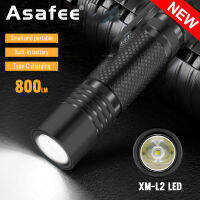 Asafee 800LM V8 XM-L2 LED Mini Portable Torch Super Bright Outdoor Torch Built-in Battery 5 Gears Lighting Gear TYPE-C Rechargeable IPX4 Waterproof