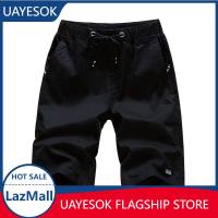 UAYESOK-?Hot Sale?100%Cotton Men Shorts Casual Short Pants Seluar Pendek Lelaki Plus Size Beach Shorts Sports Shorts Cropped Shorts Drawstring Shorts