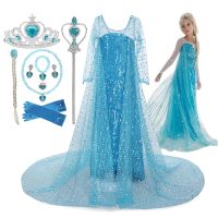 ZZOOI 2021 New Frozen Elsa Dress Girls Summer Dress Princess Cosplay Costume For Kids Christmas Birthday Fancy Party Halloween Outfits