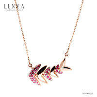 Lenya Jewelry  สร้อยเงินแท้ ดีไซน์ก้างปลา ประดับทับทิมแท้ พร้อม texture ที่ตัวปลา