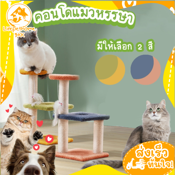 คอนโดแมวฝนเล็บแมว-2-ชั้น-ราคาถูก-ที่ลับเล็บแมว-คอนโดแมว-ที่ฝนเล็บแมว-cat-climbing-frame