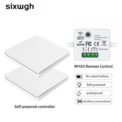 ♘ SIXWGH Smart Wireless Switch RF433Mhz Self-Powered Push Button Wall Panels Remote Controller Light Switch Waterproof Wall Switch