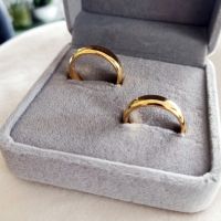 แหวนชุบทองคู่ แหวนคู่ เรียบหรู ปรับขนาดได้ แถมกล่องใส่แหวน