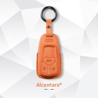 Alcantara โครงเปลือกนอกเคส Kunci Remote Mobil Fob สำหรับ Audi A4 B9 A6 A5 8S 8W Q5 Q7 4M S5 S4 S7 TT TTS TFSI เคสมือถือ RS Fob ไร้กุญแจ